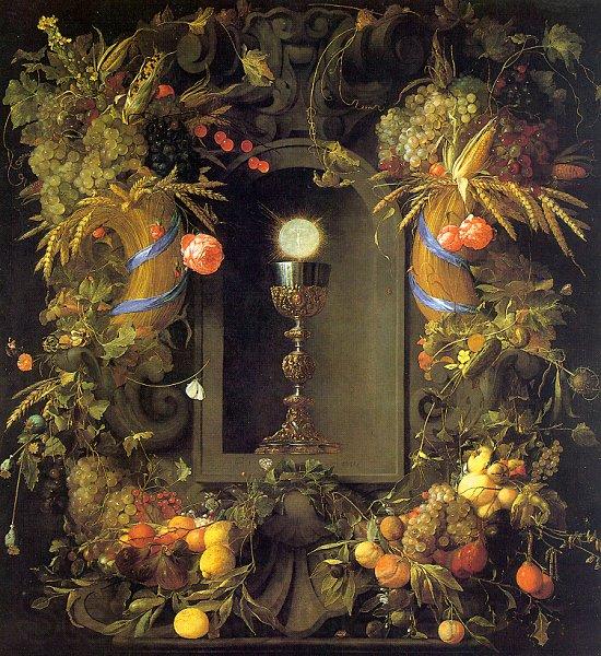 Jan Davidz de Heem Eucharist in a Fruit Wreath Norge oil painting art
